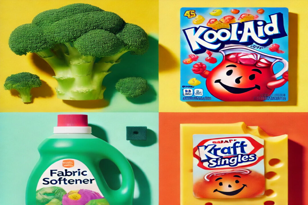 broccoli fabric softener kool-aid kraft singles